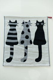 Cat Print Kitchen Towels - Big Cats (Dots and Stripes) Set of 3